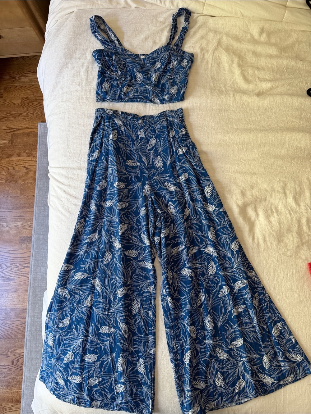 Blue & White Floral Two-Piece Set